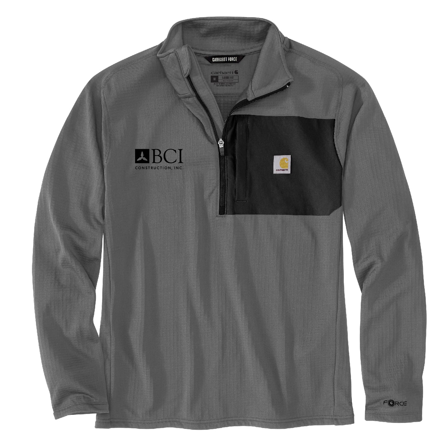 BCI Carhartt Mens Force Relaxed Fit Mock Neck Half-Zip T-Shirt