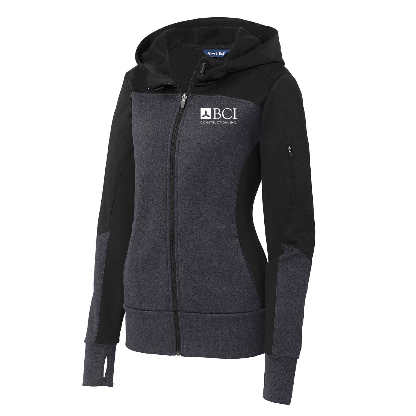 BCI Ladies Tech Fleece Colorblock Full-Zip Hooded Jacket