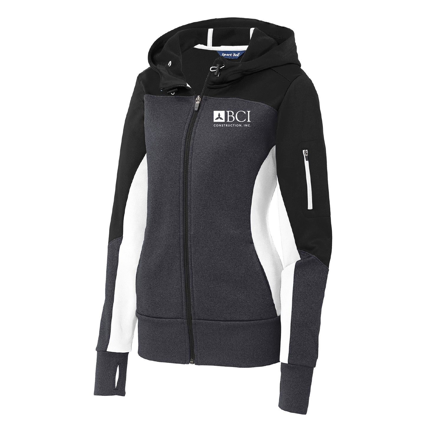 BCI Ladies Tech Fleece Colorblock Full-Zip Hooded Jacket