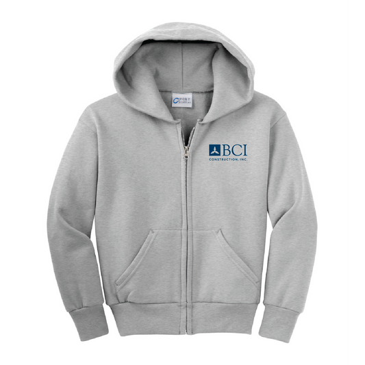 BCI Youth Core Fleece Full-Zip Hooded Sweatshirt