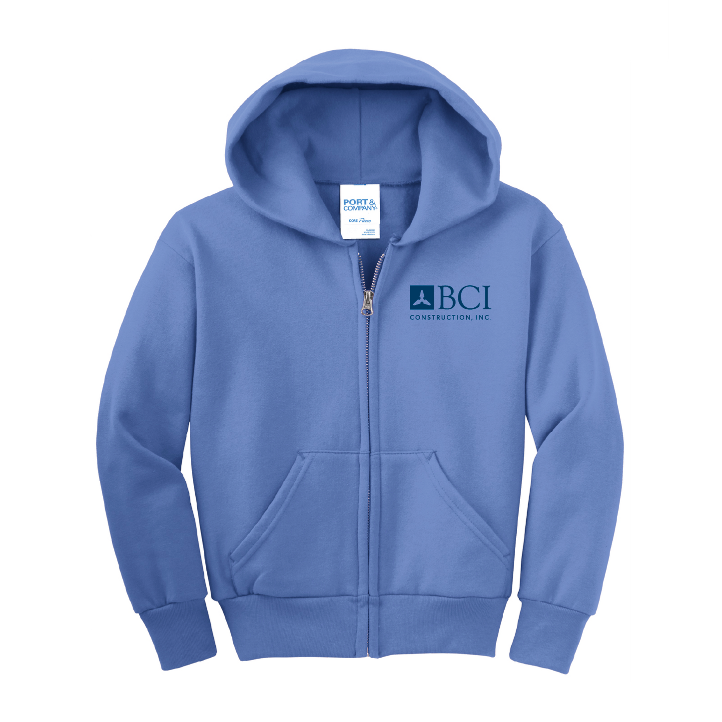 BCI Youth Core Fleece Full-Zip Hooded Sweatshirt