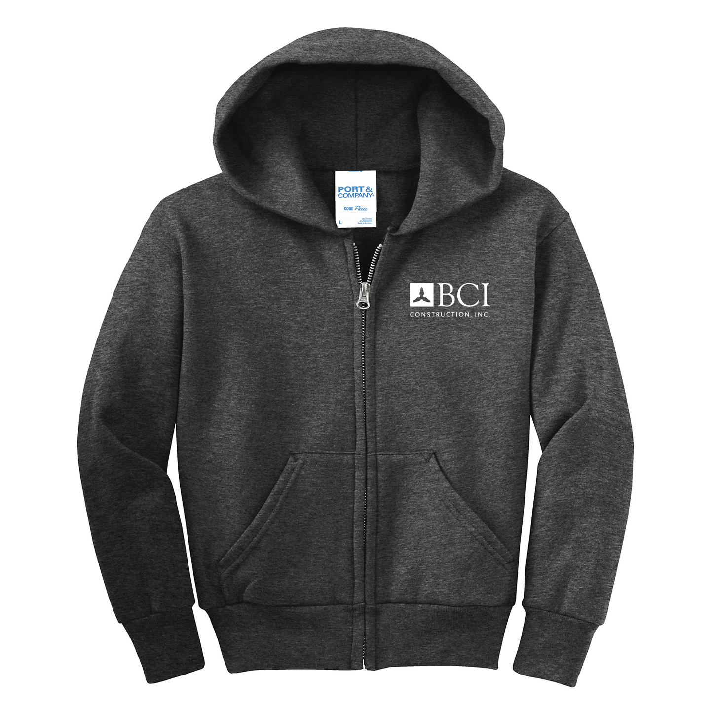 BCI Youth Core Fleece Full-Zip Hooded Sweatshirt