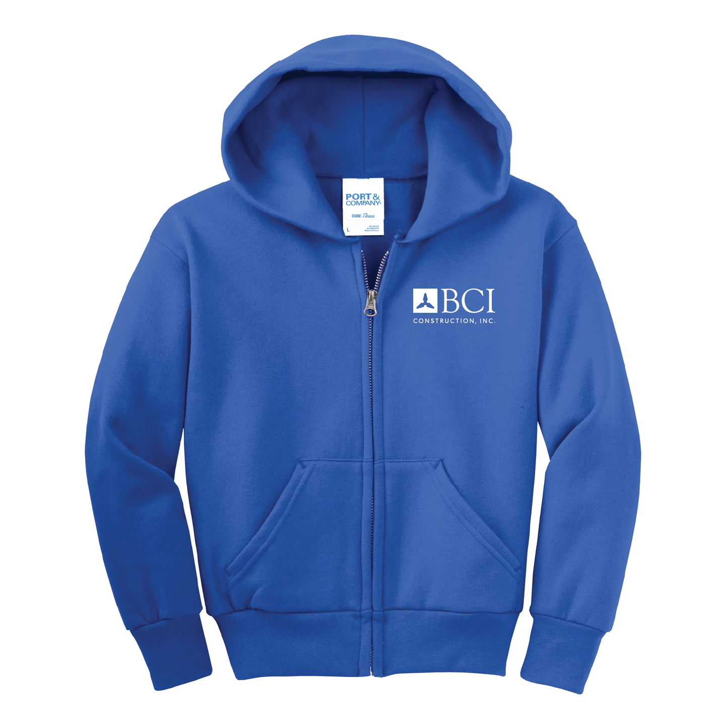 BCI Youth Core Fleece Full-Zip Hooded Sweatshirt