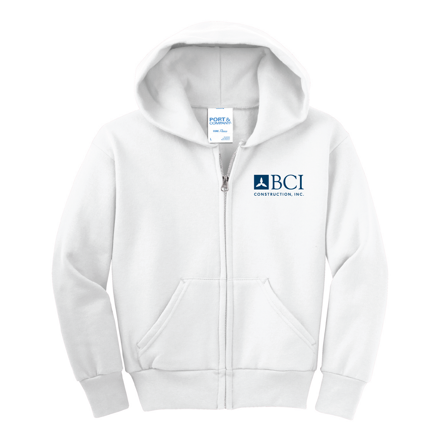 BCI Youth Core Fleece Full-Zip Hooded Sweatshirt