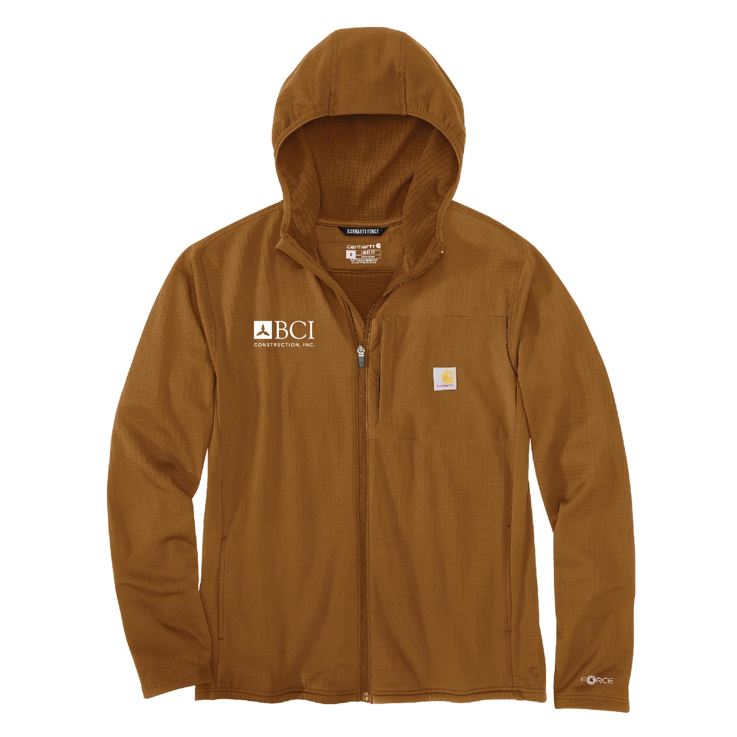 BCI Carhartt Mens Force Relaxed Fit Full-Zip Long-Sleeve Hooded T-Shirt