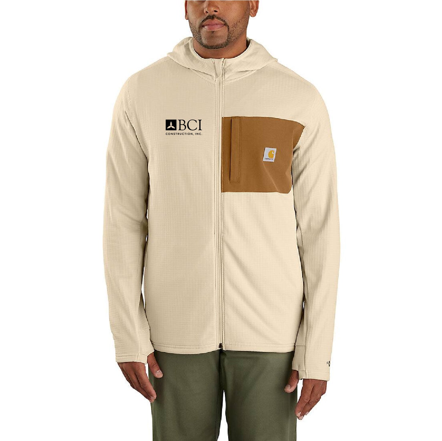 BCI Carhartt Mens Force Relaxed Fit Full-Zip Long-Sleeve Hooded T-Shirt