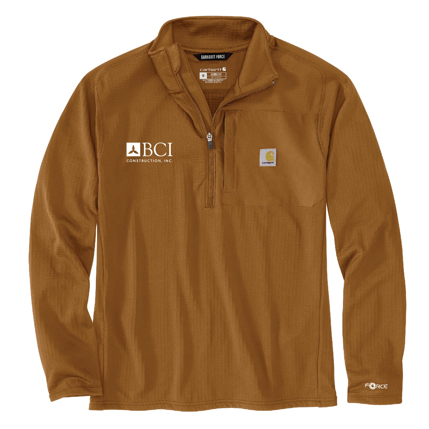 BCI Carhartt Mens Force Relaxed Fit Mock Neck Half-Zip T-Shirt