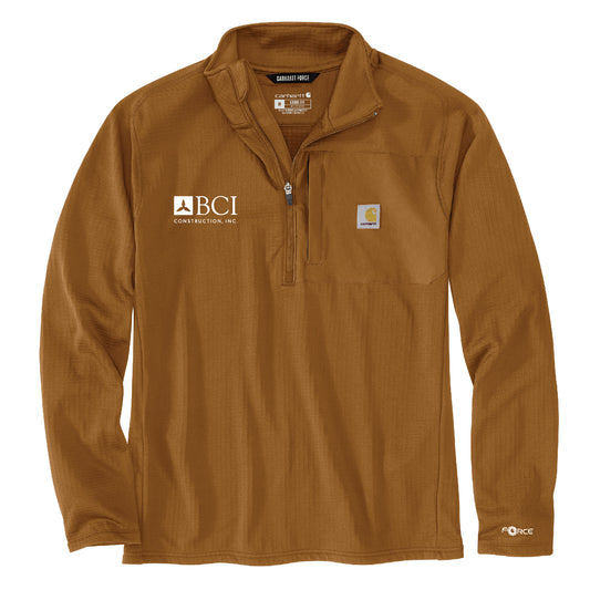 BCI Carhartt Mens Force Relaxed Fit Mock Neck Half-Zip T-Shirt