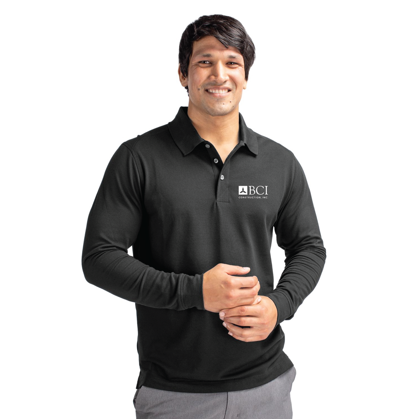 BCI Cutter & Buck Advantage Recycled Cotton-Blend Pique Mens Tall Long Sleeve Polo