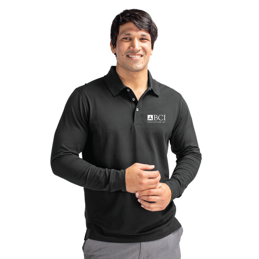 BCI Cutter & Buck Advantage Recycled Cotton-Blend Pique Mens Tall Long Sleeve Polo