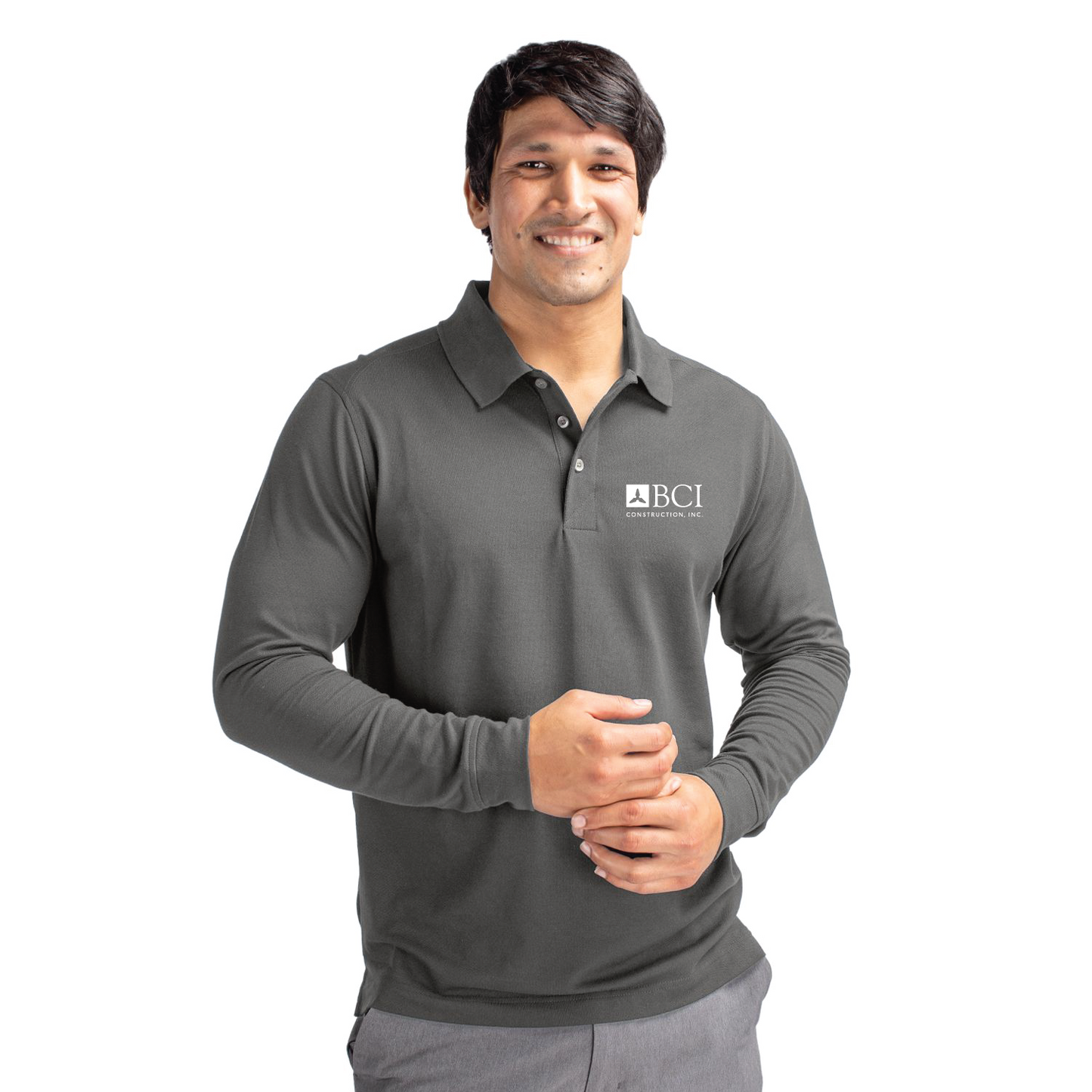 BCI Cutter & Buck Advantage Recycled Cotton-Blend Pique Mens Tall Long Sleeve Polo